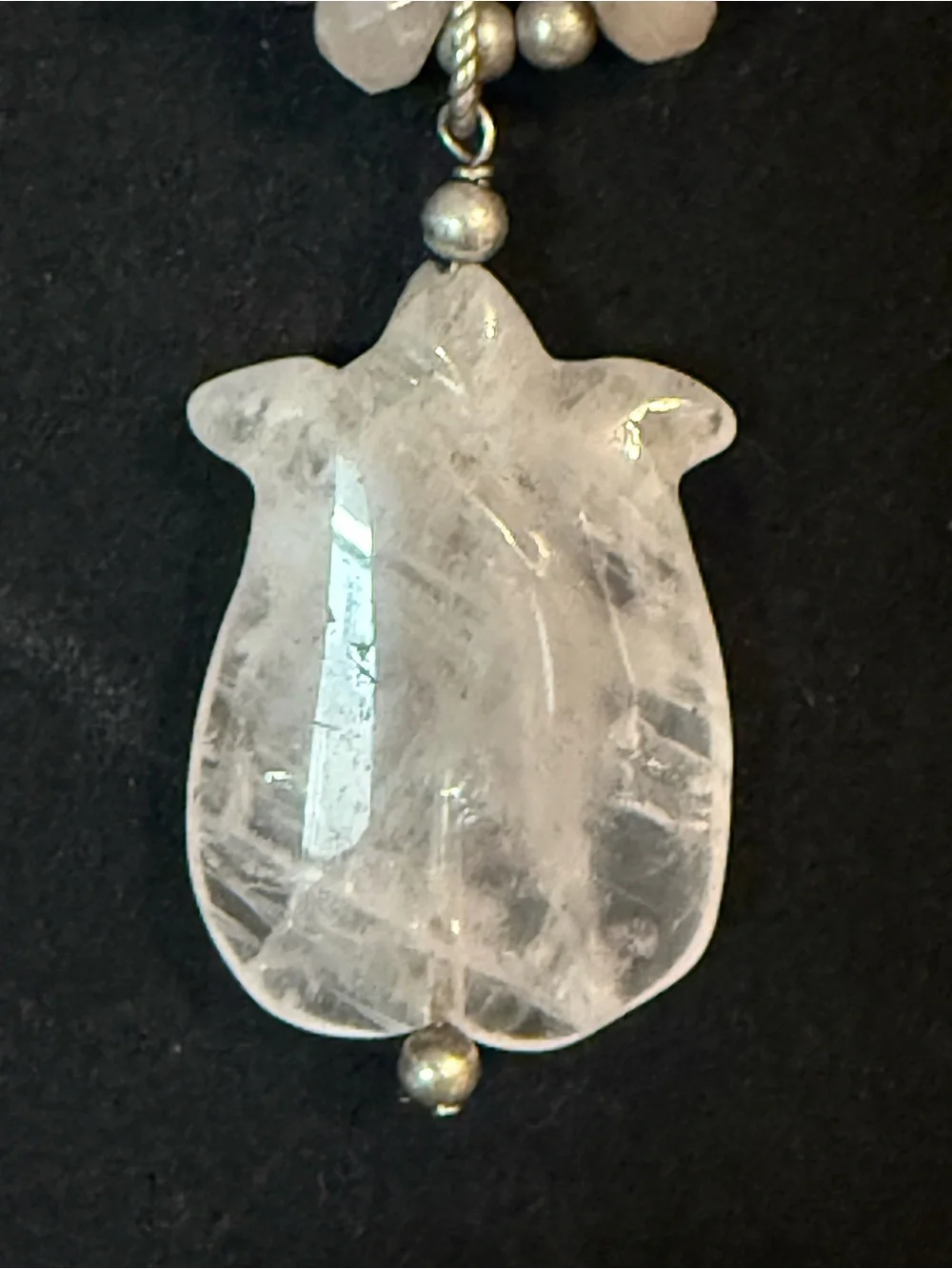 Peyote Bird Rose Quartz 925 Sterling Silver Flower Pendant Necklace 18”
